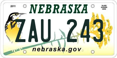 NE license plate ZAU243