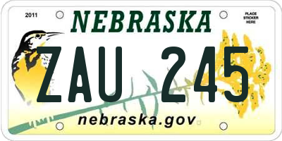 NE license plate ZAU245