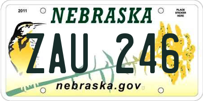 NE license plate ZAU246