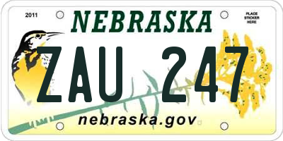 NE license plate ZAU247