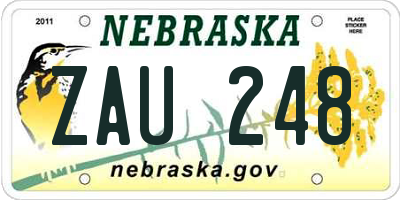 NE license plate ZAU248