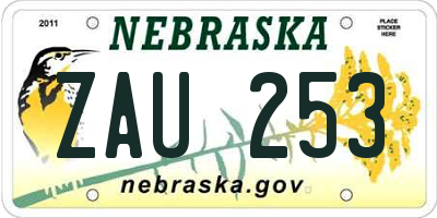 NE license plate ZAU253