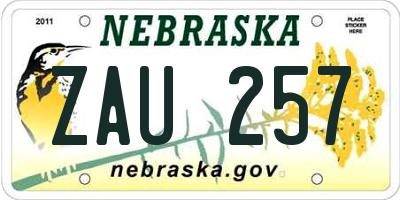 NE license plate ZAU257