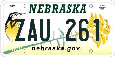 NE license plate ZAU261