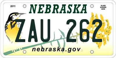 NE license plate ZAU262