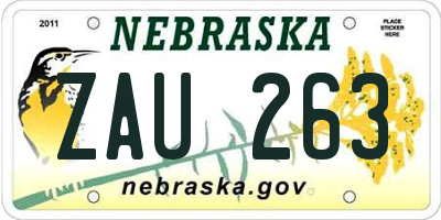 NE license plate ZAU263