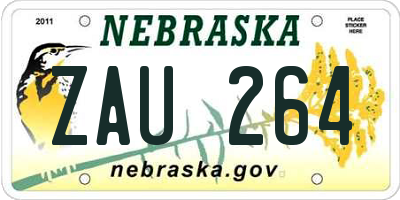 NE license plate ZAU264