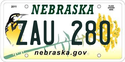 NE license plate ZAU280
