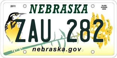 NE license plate ZAU282
