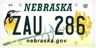 NE license plate ZAU286