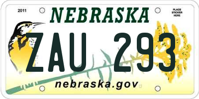 NE license plate ZAU293