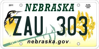 NE license plate ZAU303