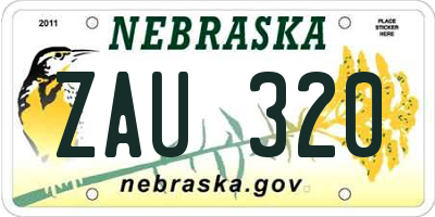 NE license plate ZAU320