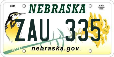 NE license plate ZAU335