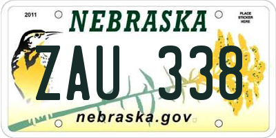 NE license plate ZAU338