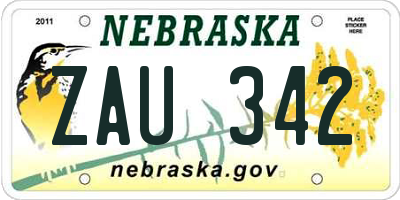 NE license plate ZAU342