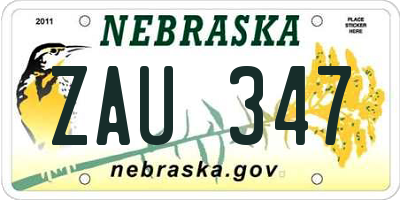 NE license plate ZAU347