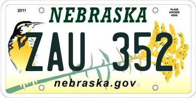 NE license plate ZAU352