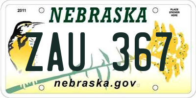 NE license plate ZAU367