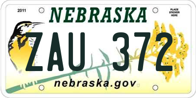 NE license plate ZAU372