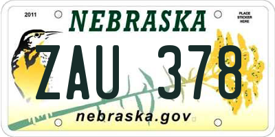 NE license plate ZAU378
