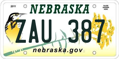 NE license plate ZAU387