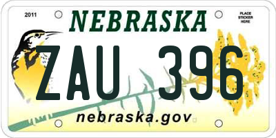 NE license plate ZAU396