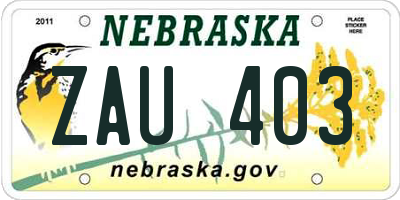 NE license plate ZAU403