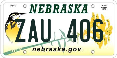 NE license plate ZAU406
