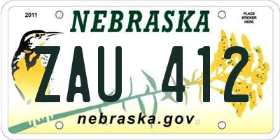 NE license plate ZAU412