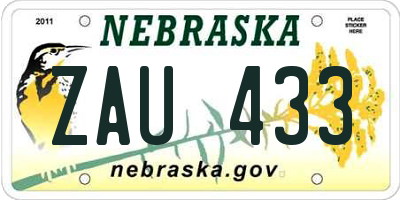 NE license plate ZAU433