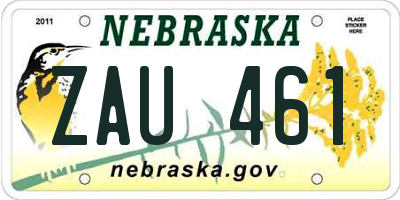 NE license plate ZAU461