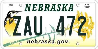 NE license plate ZAU472