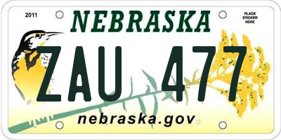 NE license plate ZAU477