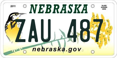 NE license plate ZAU487