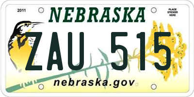 NE license plate ZAU515