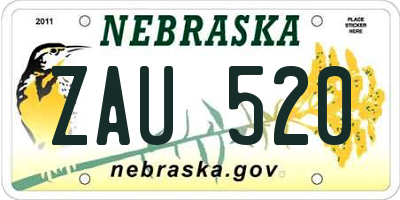 NE license plate ZAU520