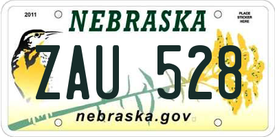 NE license plate ZAU528