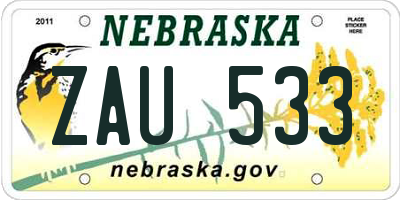 NE license plate ZAU533