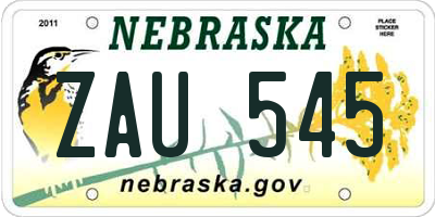 NE license plate ZAU545