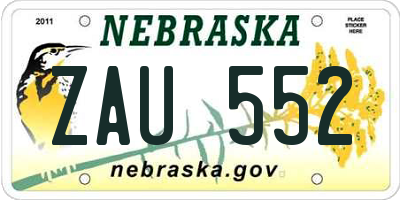 NE license plate ZAU552