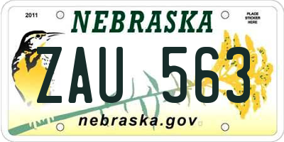 NE license plate ZAU563