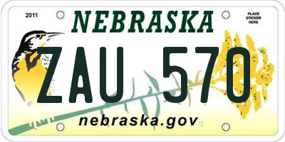 NE license plate ZAU570