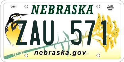 NE license plate ZAU571