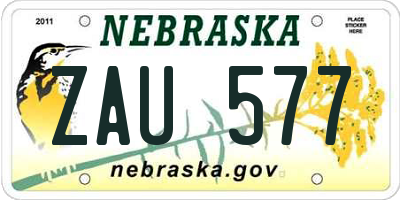 NE license plate ZAU577