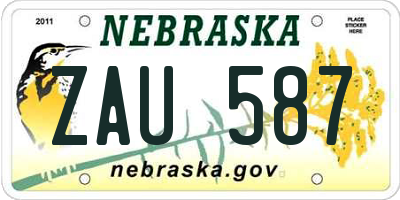 NE license plate ZAU587
