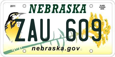 NE license plate ZAU609