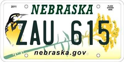 NE license plate ZAU615
