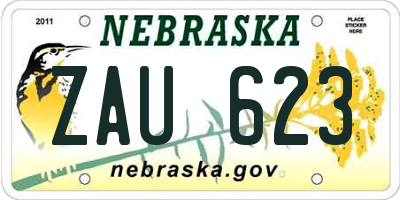 NE license plate ZAU623