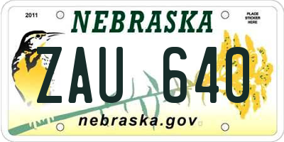 NE license plate ZAU640